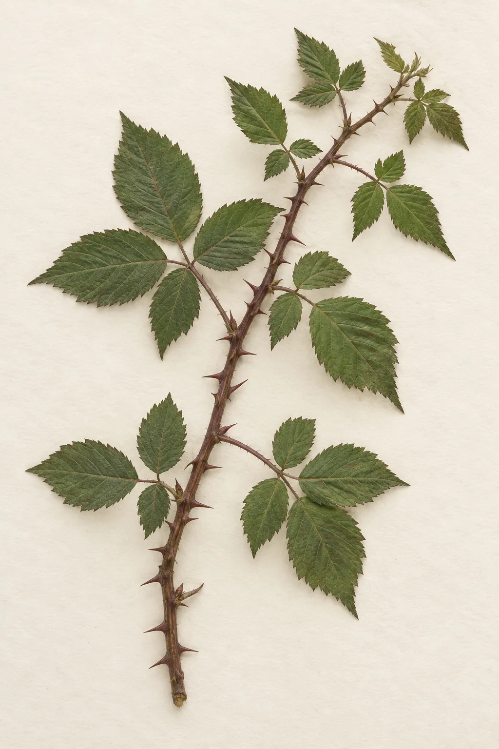 Pressed botanical specimen of Bramble Leaves