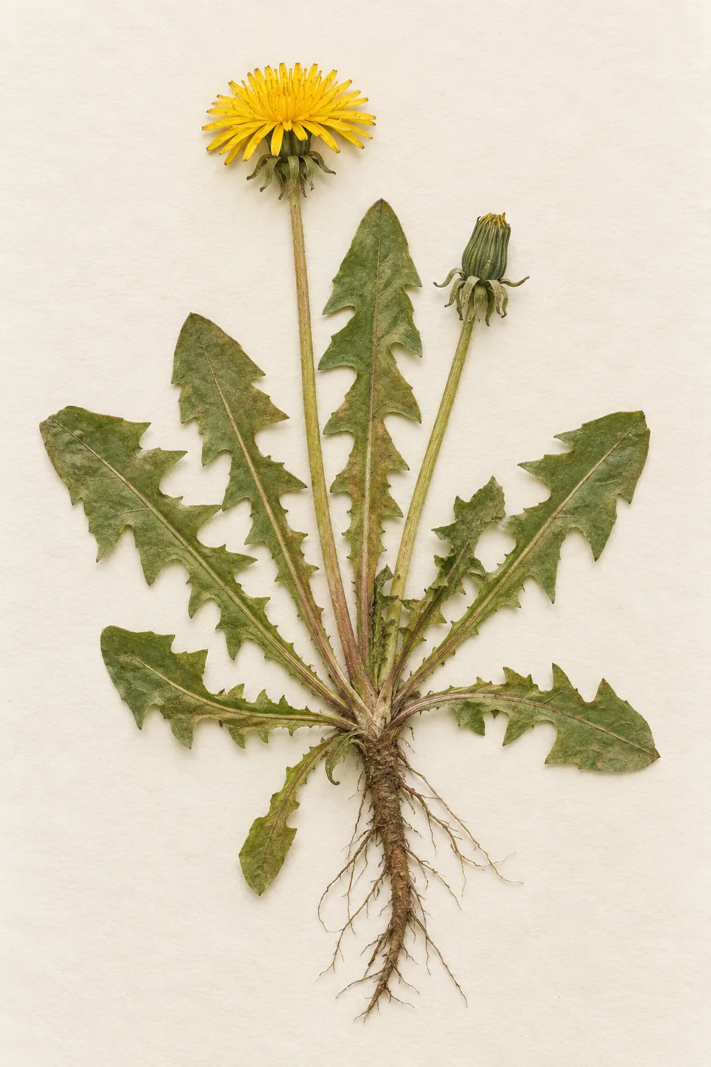 Pressed botanical specimen of Dandelion