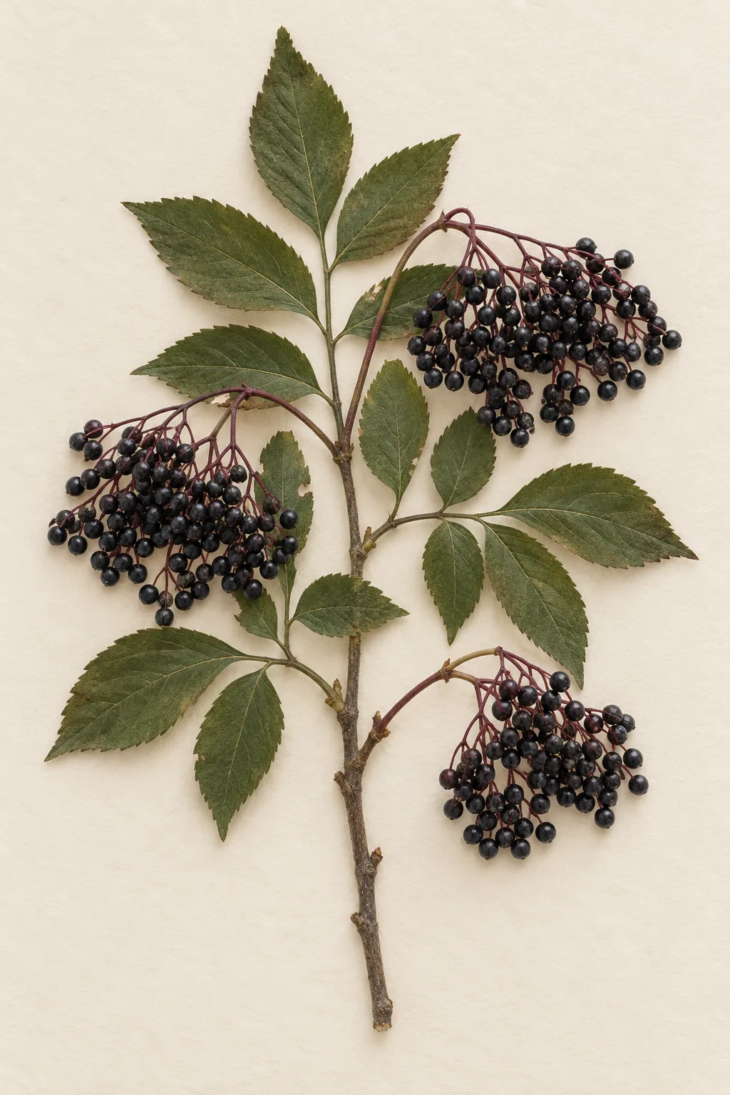 Pressed botanical specimen of Elderberry