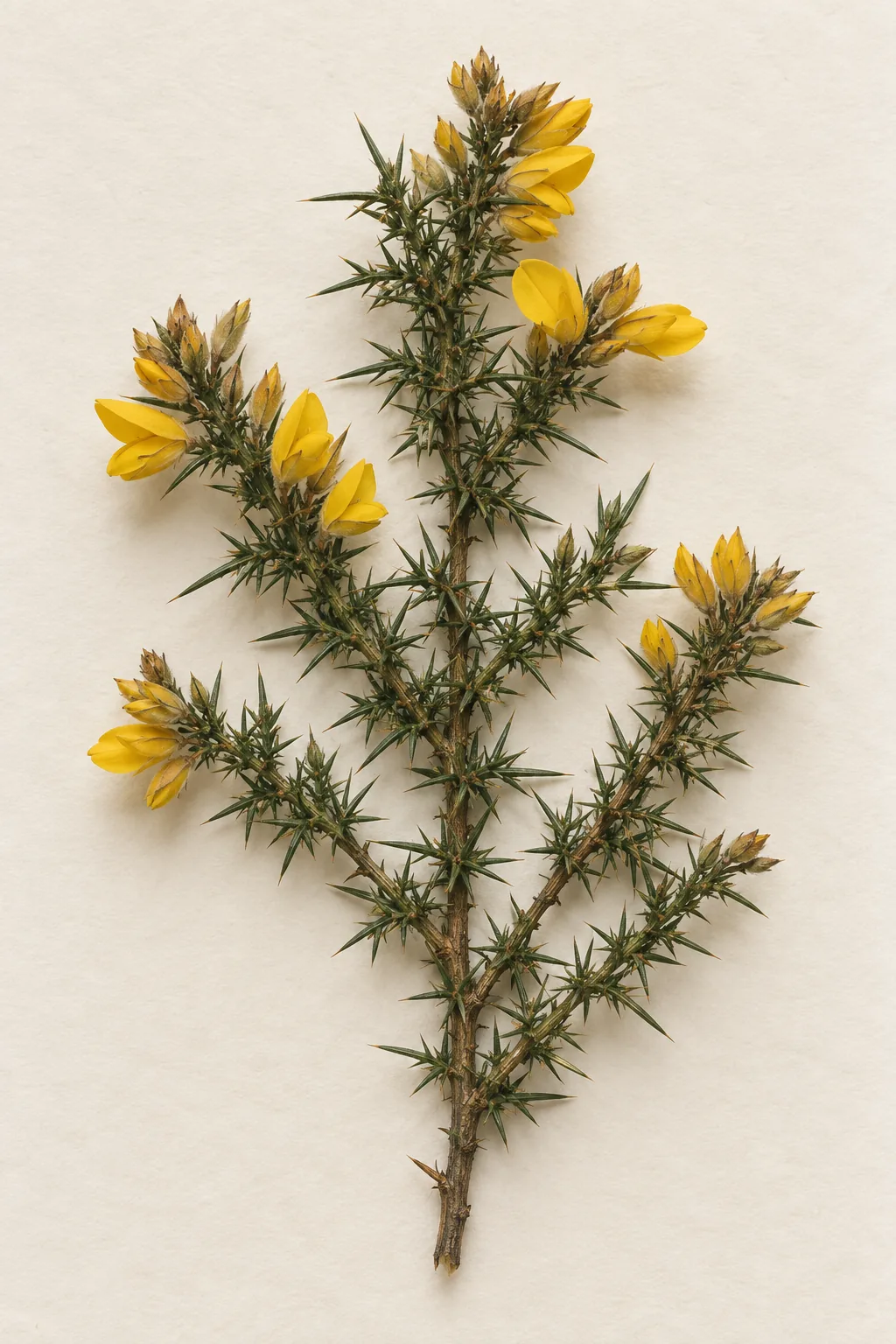 Pressed botanical specimen of Gorse