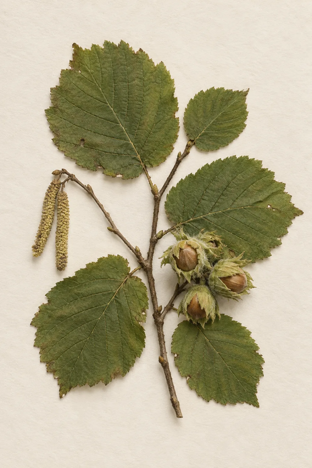 Pressed botanical specimen of Hazel