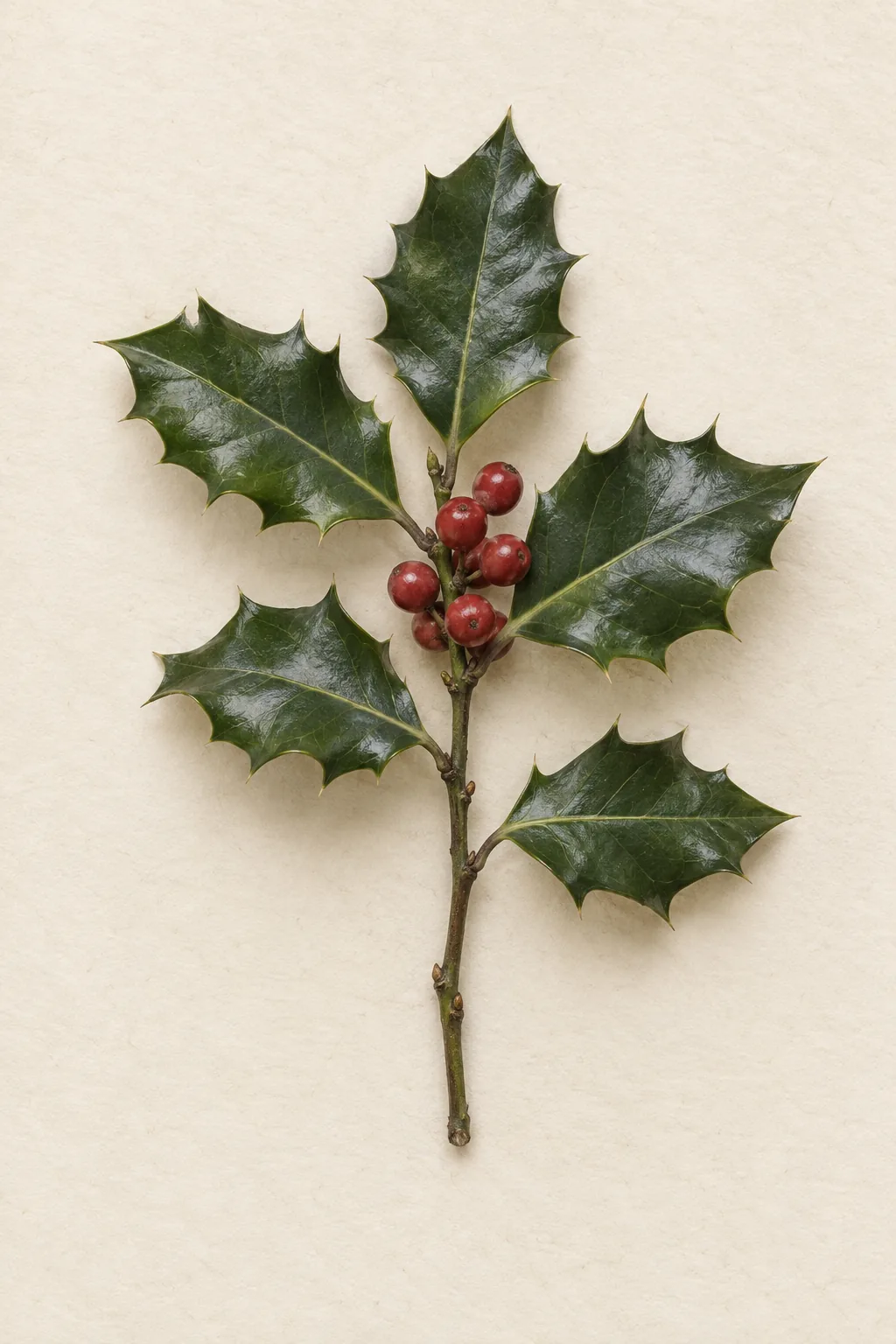 Pressed botanical specimen of Holly