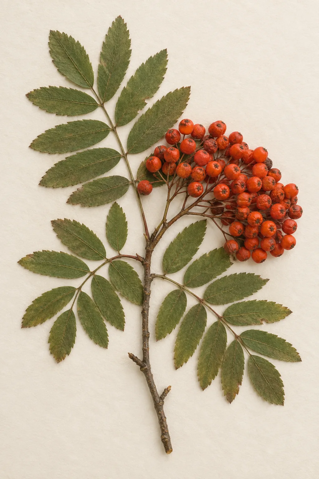 Pressed botanical specimen of Rowan Berries