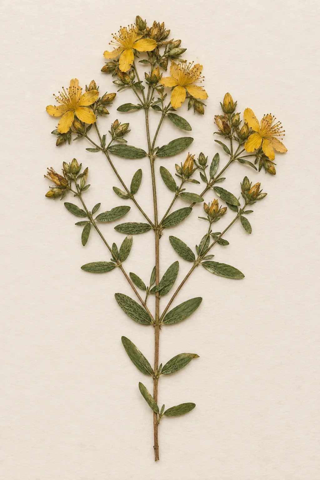 Pressed botanical specimen of St John's Wort