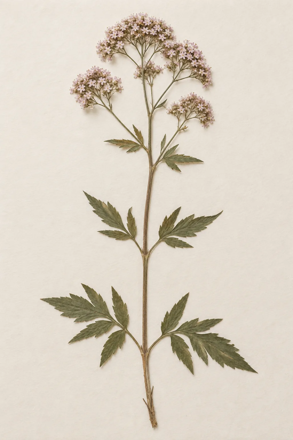 Pressed botanical specimen of Valerian