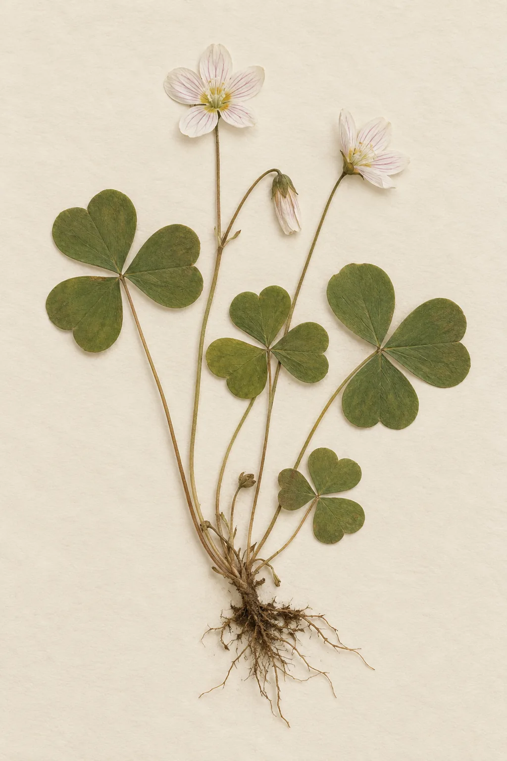 Pressed botanical specimen of Wood Sorrel
