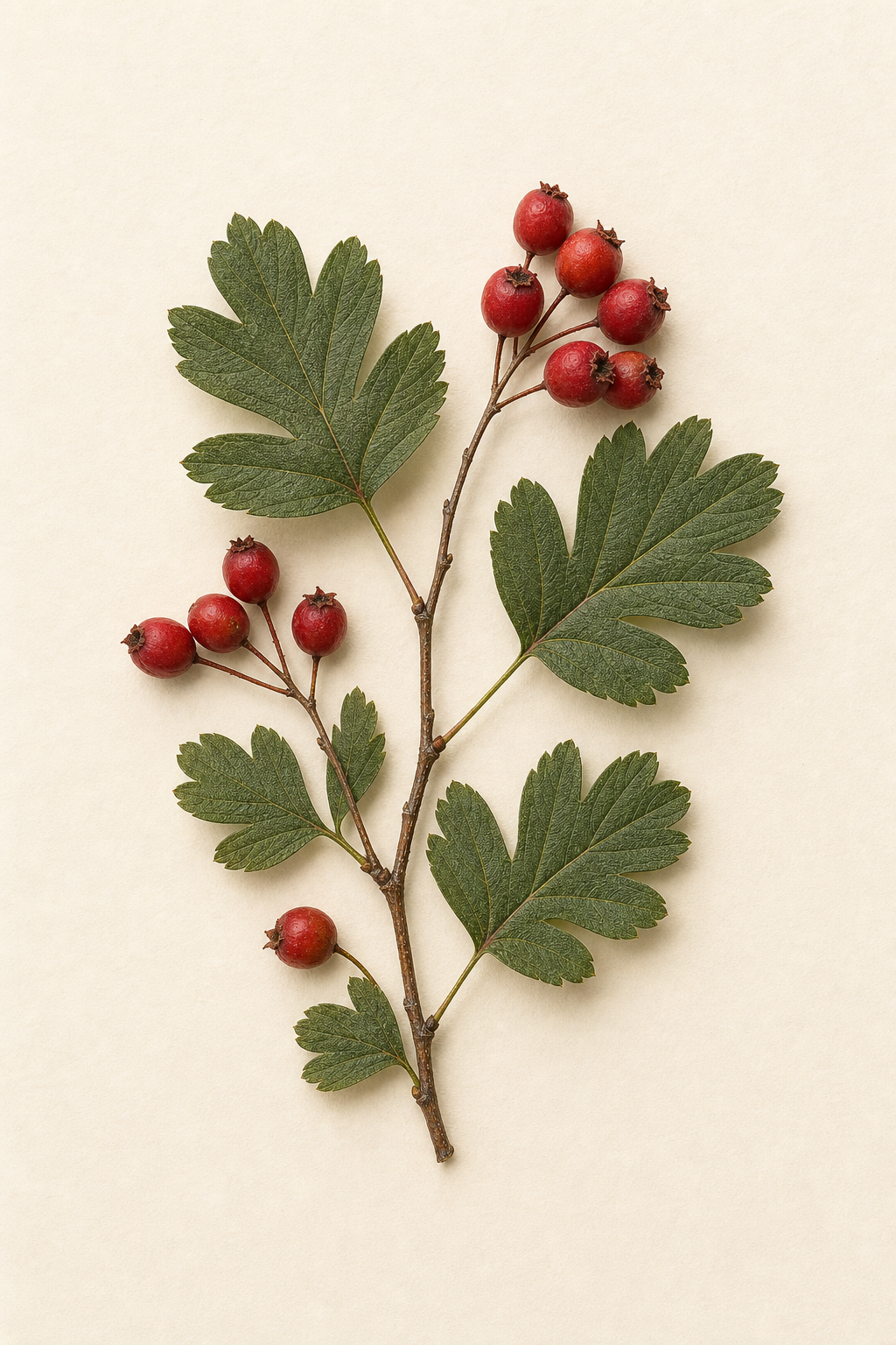 Pressed botanical specimen of Hawthorn